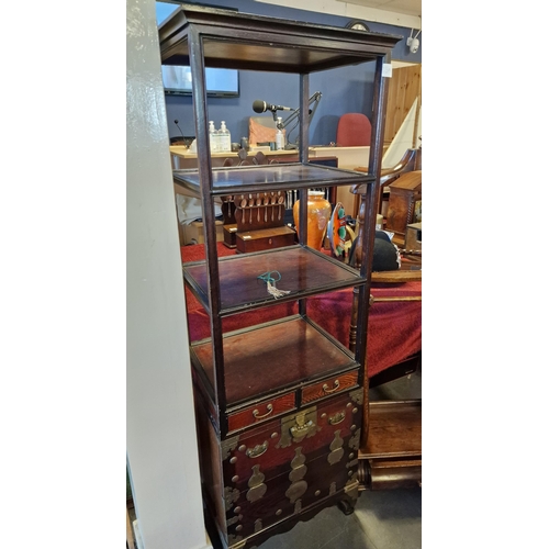 15a - Chinese Two-Part Chest Display Cabinet -155.5cm high w/key