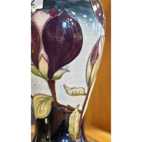 2 - Moorcroft Purple Magnolia Baluster Lamp - 66cm high inc shade