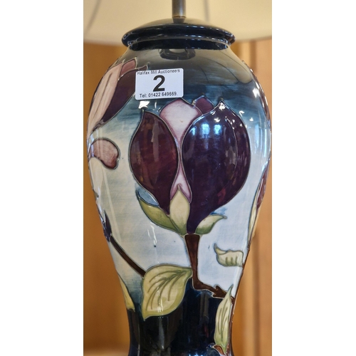 2 - Moorcroft Purple Magnolia Baluster Lamp - 66cm high inc shade