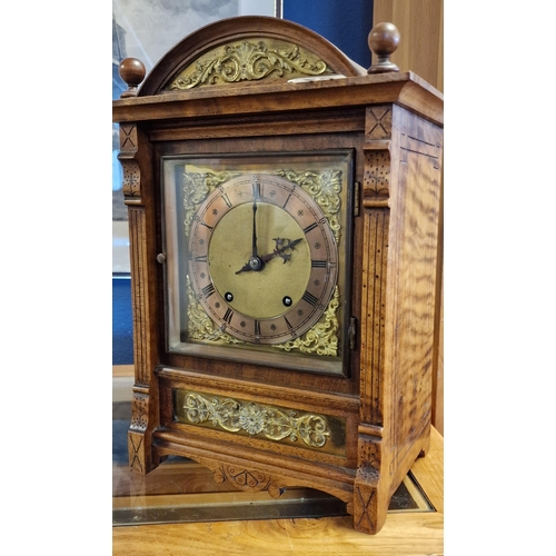 25 - Antique W&H Oak Cased Mantel Clock - 37cm high