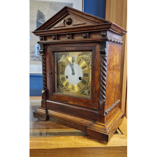 26 - Antique German Walnut Cased Mantel Clock - 39.5cm high