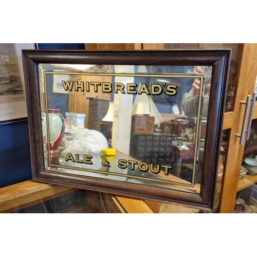 28c - Whitbread's Ale & Stout Pub Advertising Mirror - Breweriana Interest - 54x39cm