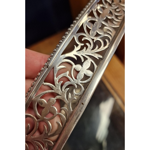 36 - Silver Hallmarked Antique Victorian Gallery Tray, by Charles Stuart Harris dates to 1900, 57cm wide ... 