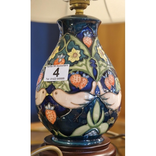 4 - Moorcroft Strawberry Thief Baluster Lamp - 43cm high inc shade