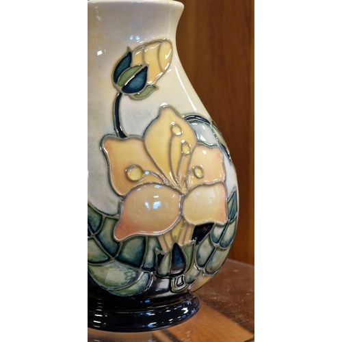 8 - Moorcroft Water Cranesbill Yellow Floral Baluster Vase - 13.5cm high