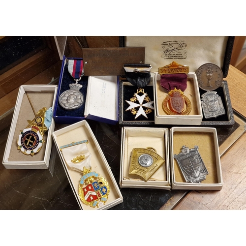 81 - Masonic Freemasons Medal Collection, from late 1920's to 1950's, inc Knights of Malta Knights Templa... 