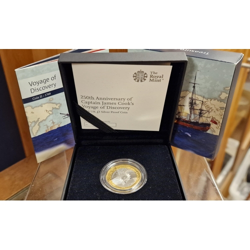 83 - Silver Sterling Royal Mint Trio of Boxed As-New Coins, commemorating the 1768-1770 Voyage of Discove... 