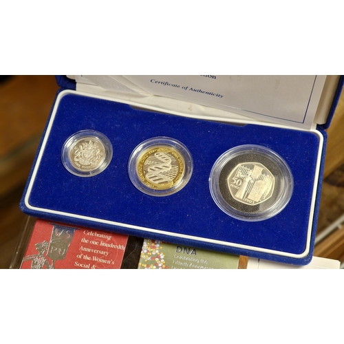 84 - Silver Sterling Piedfort 2003 Three-Coin Proof Set - just under 60g total