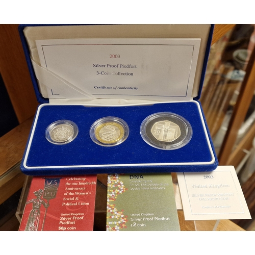 84 - Silver Sterling Piedfort 2003 Three-Coin Proof Set - just under 60g total