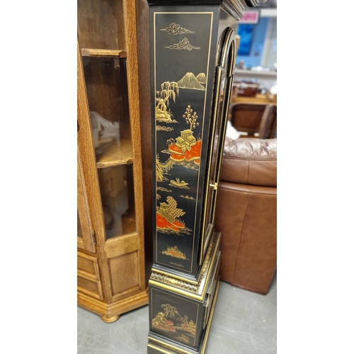 15c - Chinese Chinoiserie Lacquered Grandfather Clock - 207cm high - in VGC