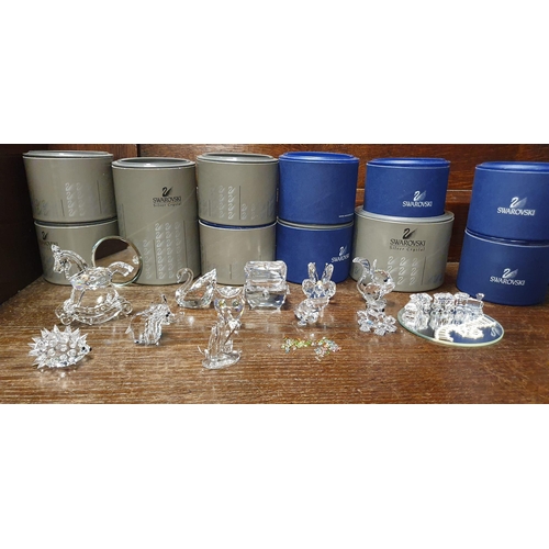 91c - Swarovski Set of Crystal Figures - mostly boxed and as pictured - three photos