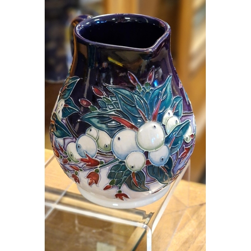 11 - Moorcroft Snowberry Mistletoe Style Winter Scene Jug - 11cm high