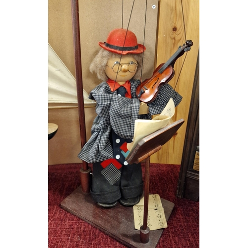 2 - Marionette Puppet Toy - American Made Violinist & Musician - 76cm high inc stand