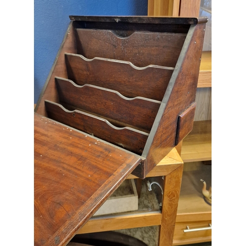 4 - Antique Oak Letter & Disk Tidy Cabinet - 46x33x29.5cm