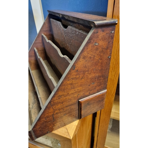 4 - Antique Oak Letter & Disk Tidy Cabinet - 46x33x29.5cm