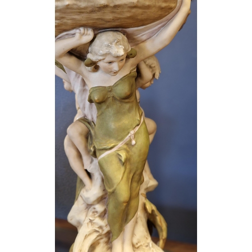 6 - Royal Dux Porcelain Antique Triple Feature Classical Figural Vase - 51.5cm high and in VGC for age