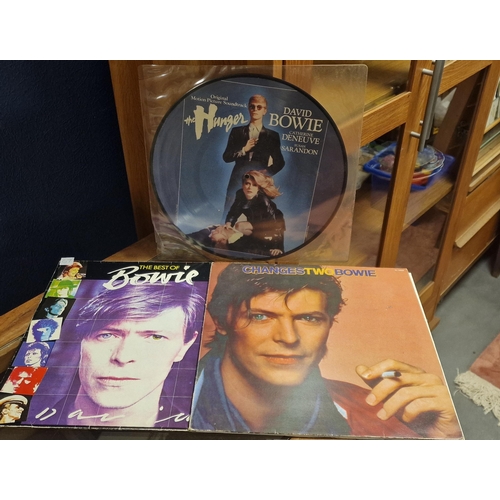 67 - David Bowie Compilation Pair plus The Hunger Vinyl LP Record Soundtrack Album