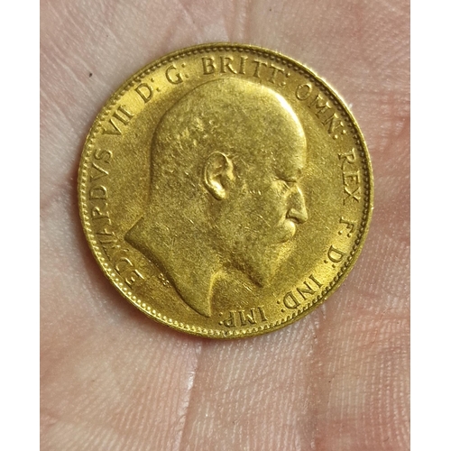 108 - 22ct Gold Sovereign Coin, 1908 - 8g