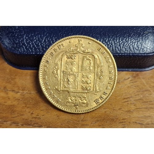 112 - 22ct Gold 1872 Shield Back Queen Victoria Half Sovereign Coin - 3.97g