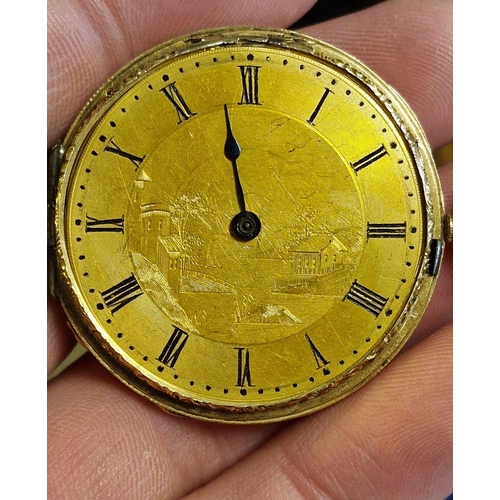 124 - 18ct Gold Antique Swiss Pocketwatch - marked with Geneva message to casing - total weight 36.85g