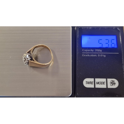 129 - 14ct Gold & Diamond Dress Ring, size M & 5.35g