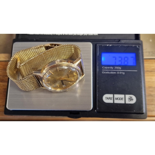 134 - 9ct Gold Swiss Vertex Wrist Watch & 9ct Strap - total combined weight 73.85g