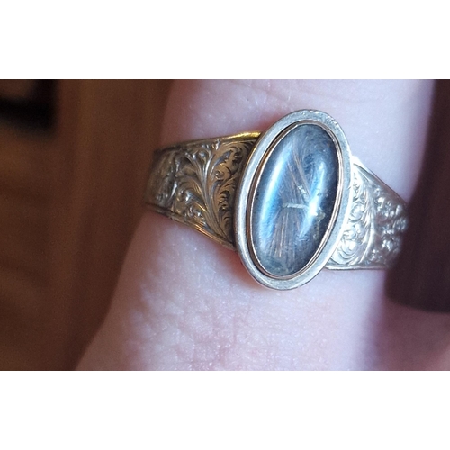 148 - 1886 Antique Mourning Ring, likely 15ct but unmarked, a little dull colourwise, so possibly a lower ... 