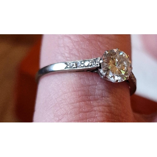 162 - Gold & Diamond Solitaire Ring, size N and the central stone measures around 0.7ct