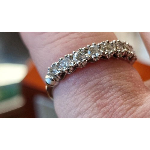 163 - 18ct White Gold & Diamond Half Eternity Ring, size L & 2.6g