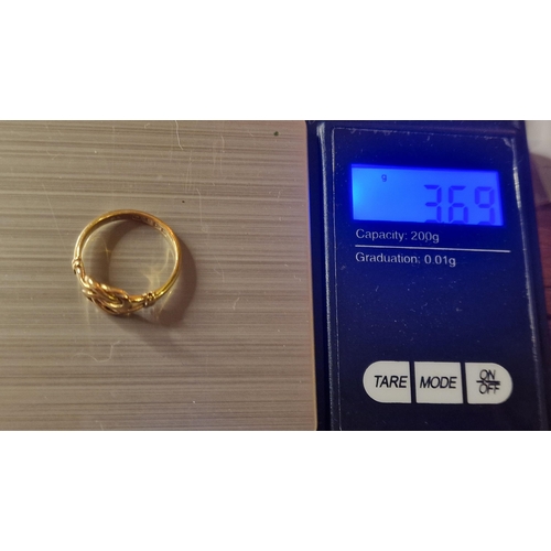 195 - 18ct Gold Celtic Clogau Style Early Knot Ring - size K & 3.7g