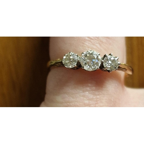 200 - 18ct Gold & Diamond Trilogy Ring, size O