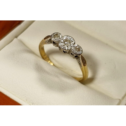 229c - 9ct Gold & Diamond Trilogy Ring, size L+0.5 & 2.15g