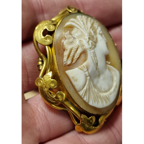 229m - 9ct Gold Cameo Bracelet (18.15g) + a Yellow Metal Cameo Brooch