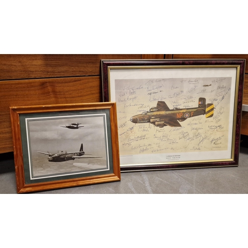 85i - Signed Halifax 'Friday the 13th' Print , plus a Framed Bomber Photograph of B Flight 104 Squadron in... 