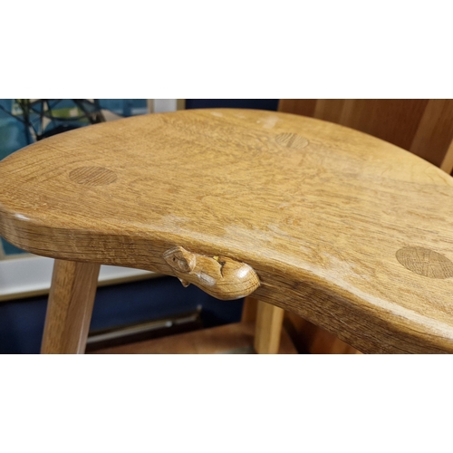 102 - Mouseman Yorkshire Oak Three-Legged Stool - 45cm high