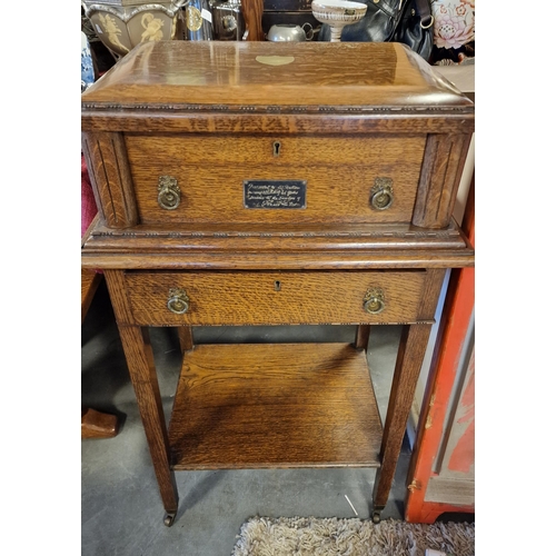 109 - Walker & Hall Antique Footed Pedestal Canteen of Cutlery Table - 93cm high, canteen full