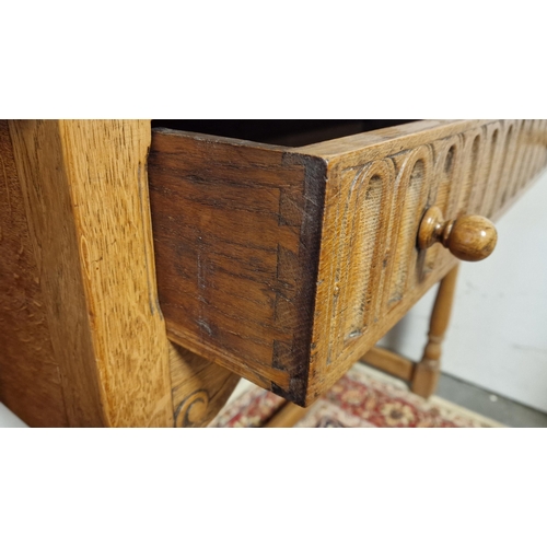 111 - Vintage Warm Oak Single Drawer Console Table - 76cm high