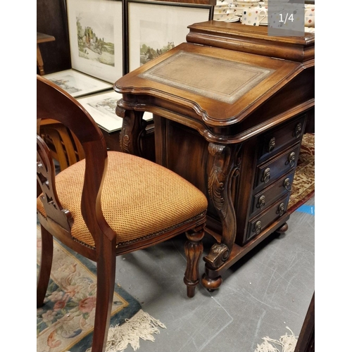 126 - Antique Davenport Desk & Balloon Back Chair