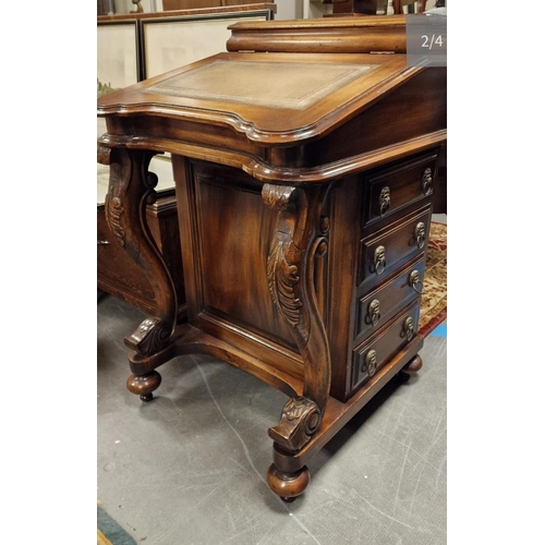 126 - Antique Davenport Desk & Balloon Back Chair