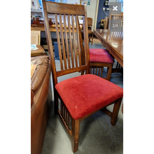 129 - Mahogany Extender Dining Table w/well upholstered Suite of Six Chairs - approx 200cm long