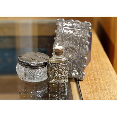 150 - Silver Antique Card Holder, Scent Bottle & Condiment Jar - Silver content 43g