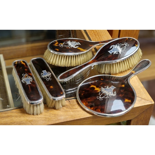 162 - 1929 (Birmingham) Silver & Tortoiseshell 5pc Dressing Table Set - 457g