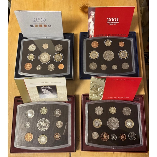 163 - 4pc 2001-2004 Uncirculated United Kingdom Proof Currency Coin Sets