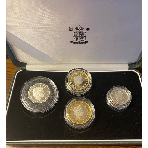 168 - Royal Mint Silver Piedfort 4-Coin British Currency Coin Boxset - 83g total