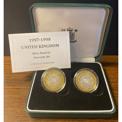 170 - Royal Mint £2 Coin Silver Proof Pair Set - 1997-1998 & combined weight 24g