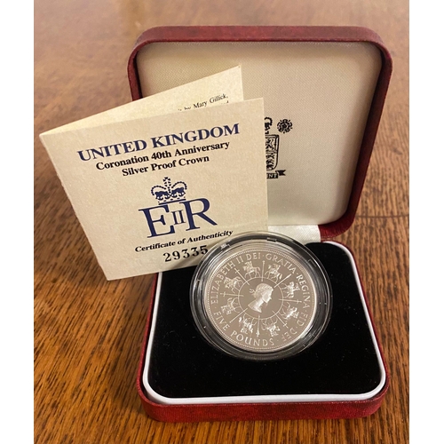 173 - Royal Mint Queen Elizabeth Coronation Silver Proof Coin - 28g weight