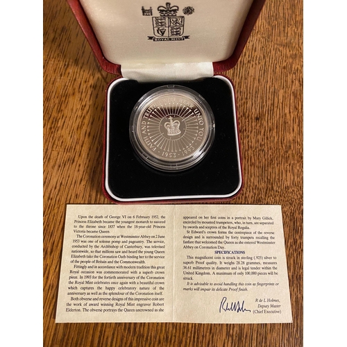 173 - Royal Mint Queen Elizabeth Coronation Silver Proof Coin - 28g weight