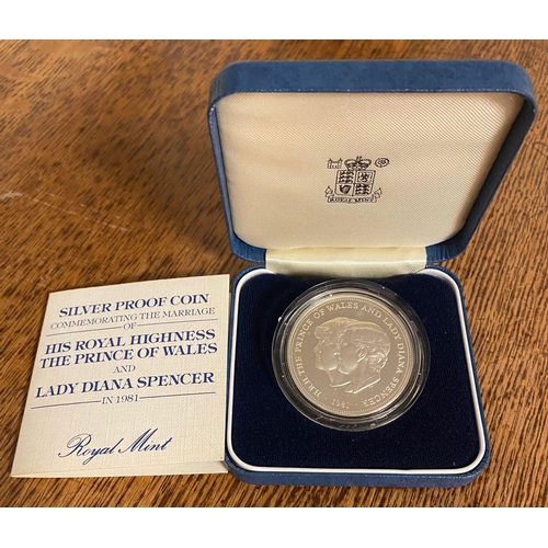 177 - Royal Mint Charles & Diana 1981 Cased Silver Proof Coin - weight 28g