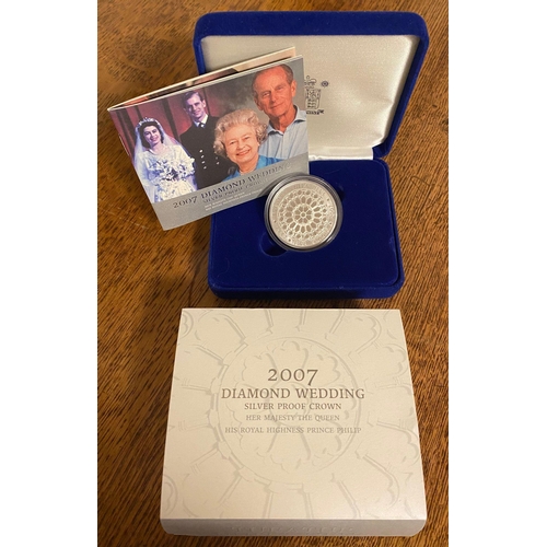 182 - 2007 Silver Proof Royal Mint Philip & Elizabeth Anniversary Coin Set - 28g