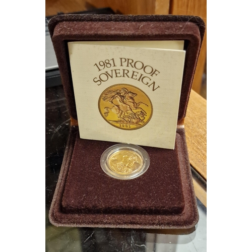 197 - Gold 22ct Full Sovereign Royal Mint Cased Gold Proof Coin - 1981